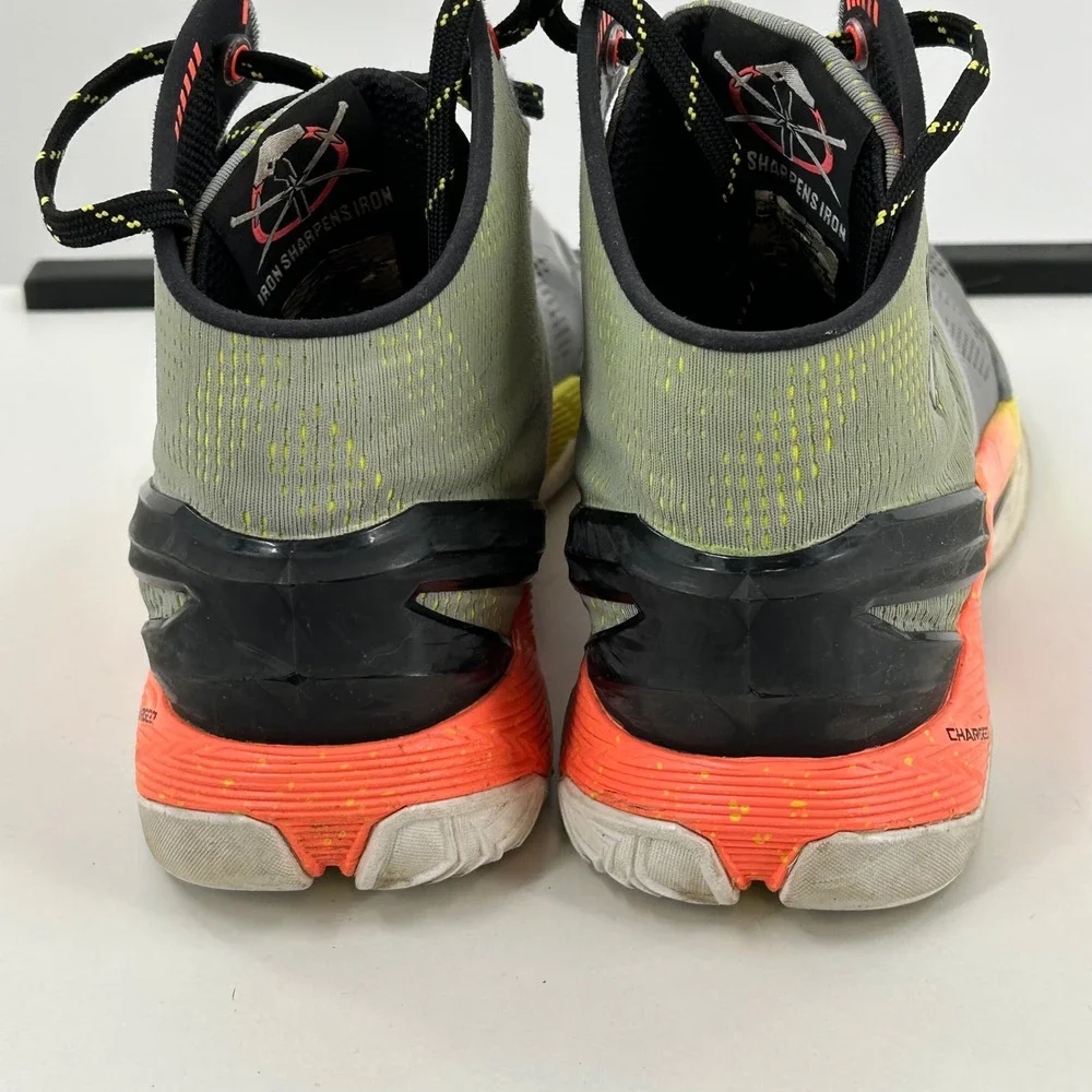 Under Armour Curry 2 Iron Sharpens Iron Basketball Shoes Grey Orange 1259007-001